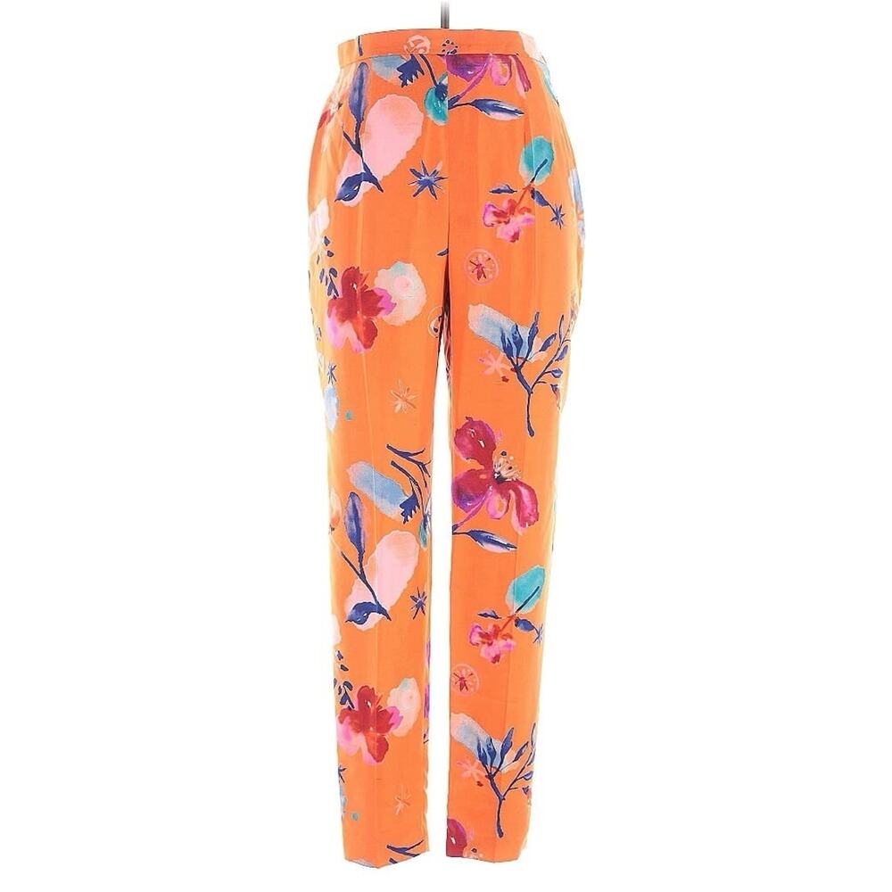 NWT Kenzo Orange Floral Print Silk Pants US 6